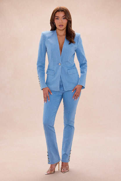 Shantel Denim Blazer Pant Set - Light Wash