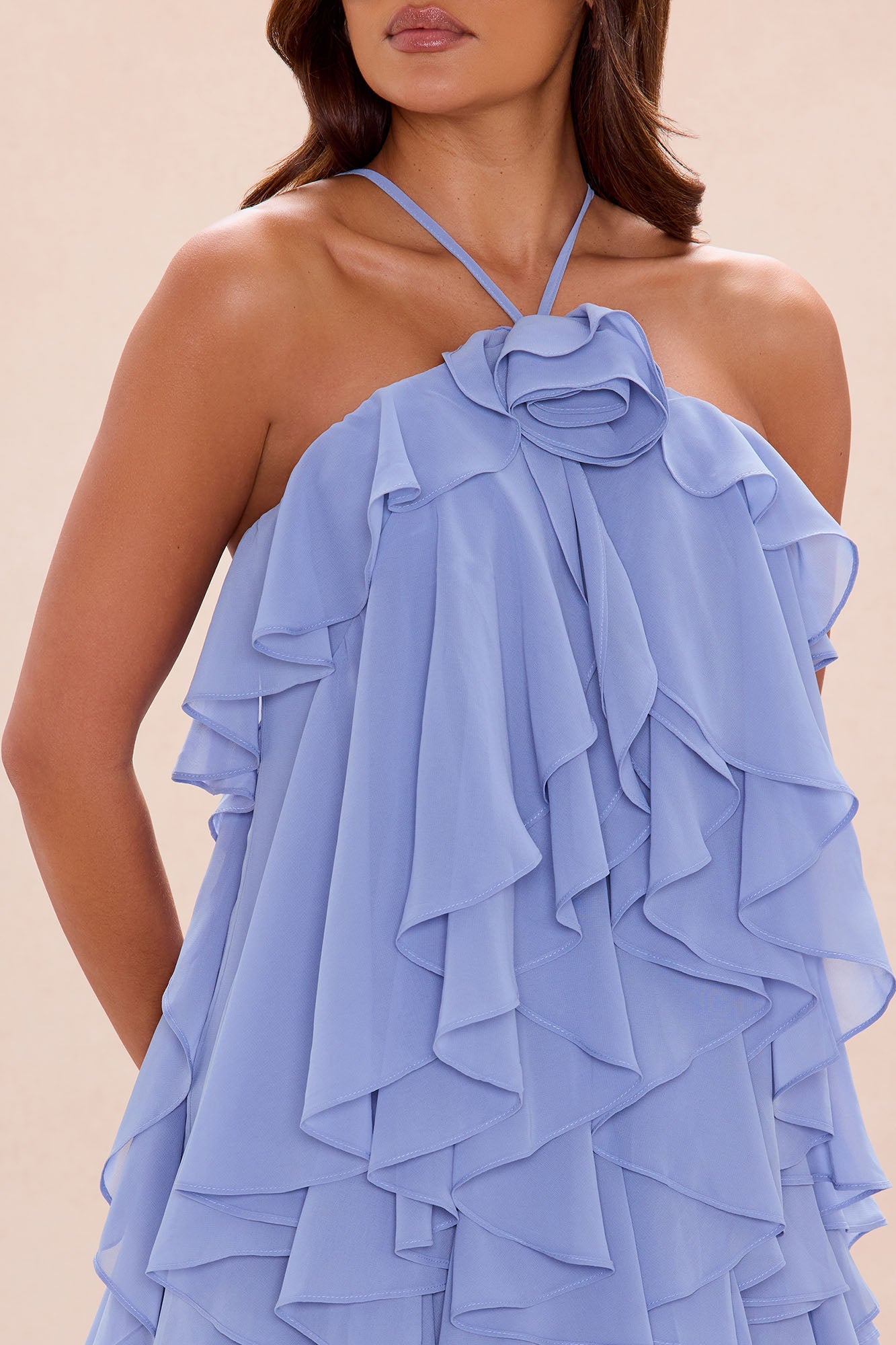 Free As Can Be Ruffle Mini Dress - Dusty Blue