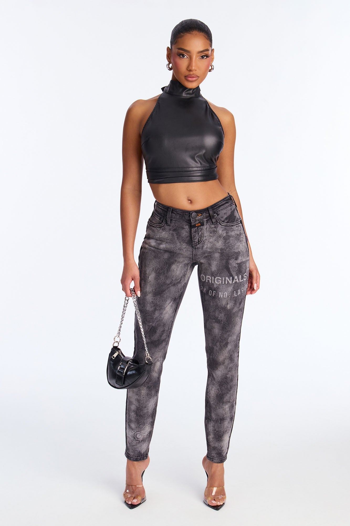 Von Dutch Low Rise Washed Skinny Jeans - Black Wash