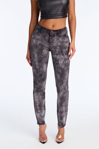 Von Dutch Low Rise Washed Skinny Jeans - Black Wash