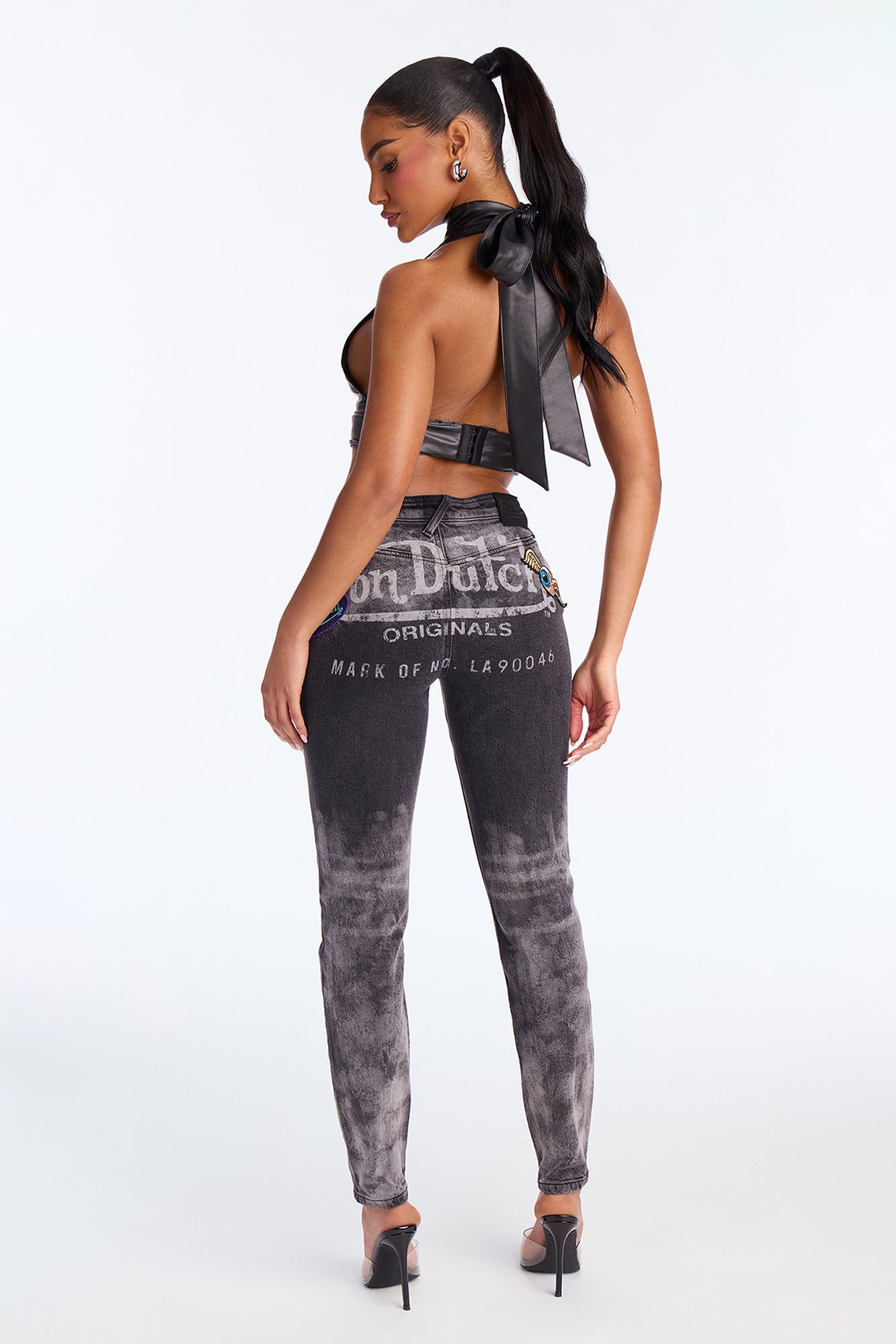 Von Dutch Low Rise Washed Skinny Jeans - Black Wash