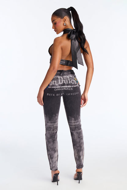 Von Dutch Low Rise Washed Skinny Jeans - Black Wash