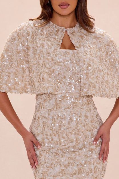Hollie 2 Piece Sequin Mini Dress Set - Taupe
