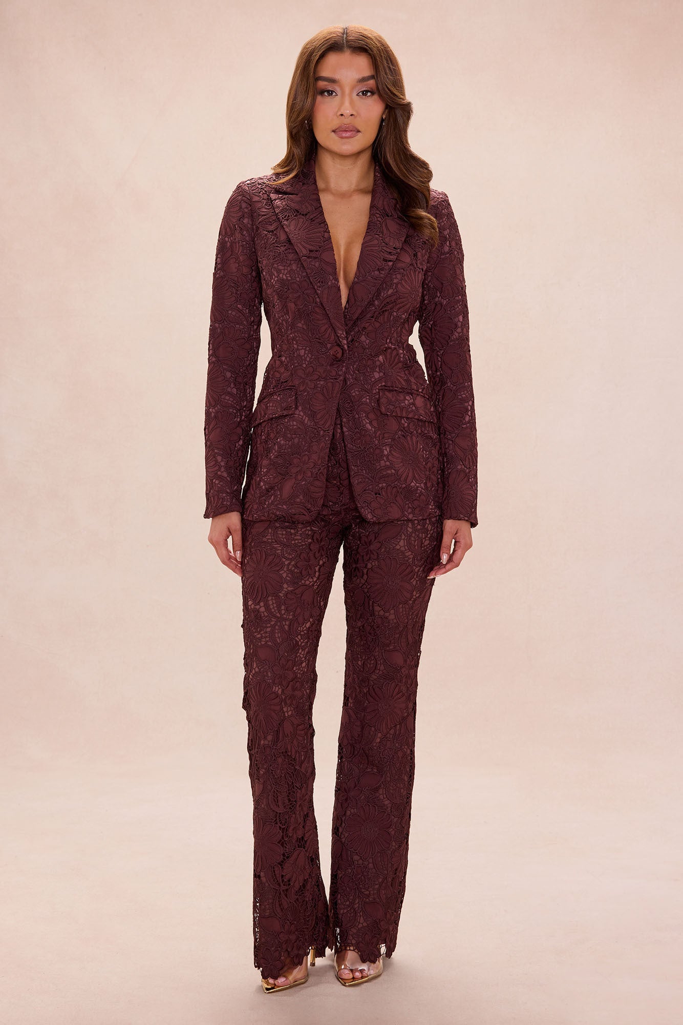 Zella Embroidered Pant - Chocolate