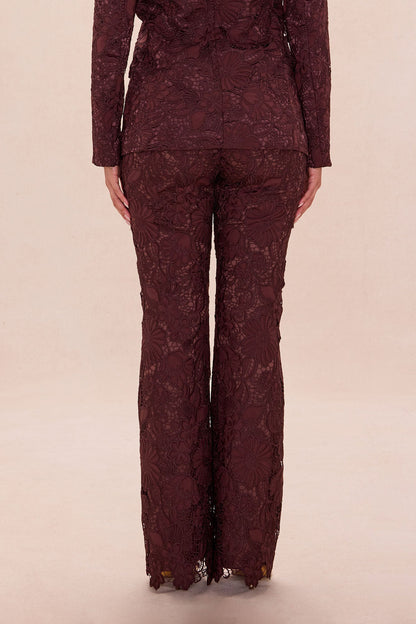Zella Embroidered Pant - Chocolate