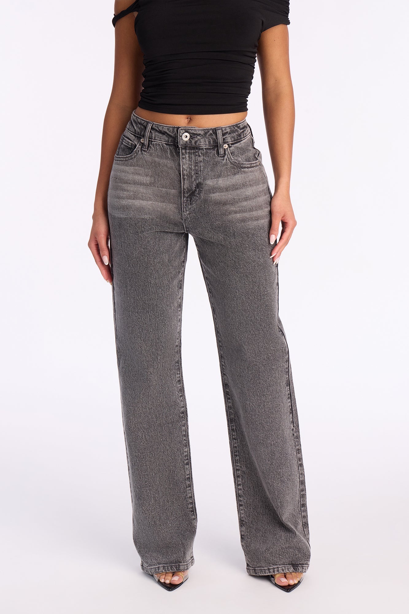 Look Over Slim Straight Leg Jean - Grey