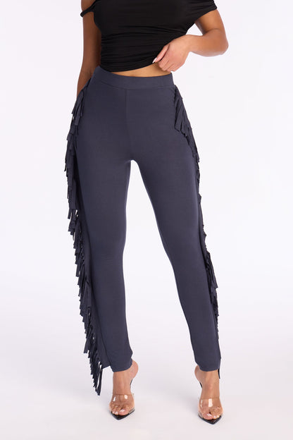 Shake It Like a Fringe Shaker Legging - Charcoal