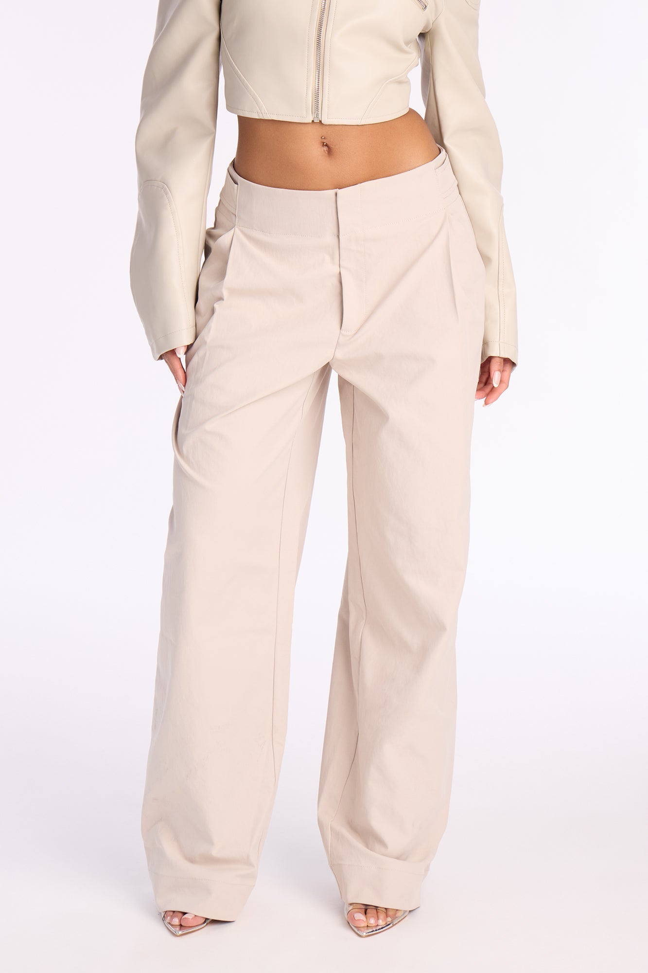Cami Wide Leg Brushed Twill Pant 32″ - Stone