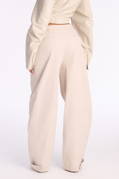 Cami Wide Leg Brushed Twill Pant 32″ - Stone