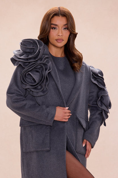 City Rose Wool Coat - Charcoal