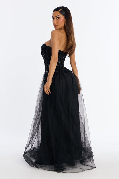 Timeless Charm Glitter Gown - Black