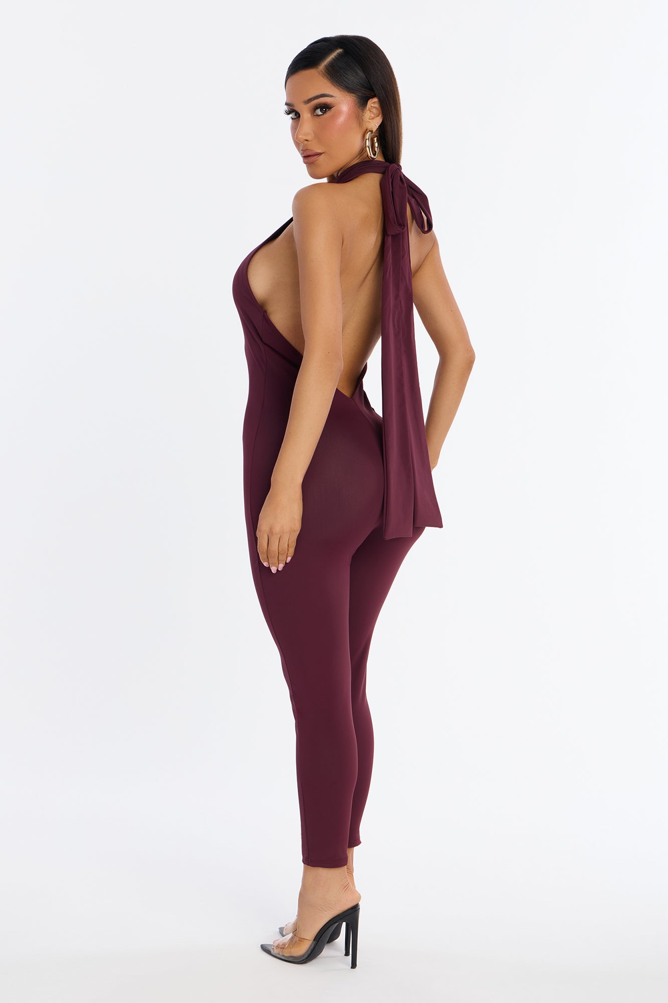 Kaia Halter Capri Catsuit - Burgundy