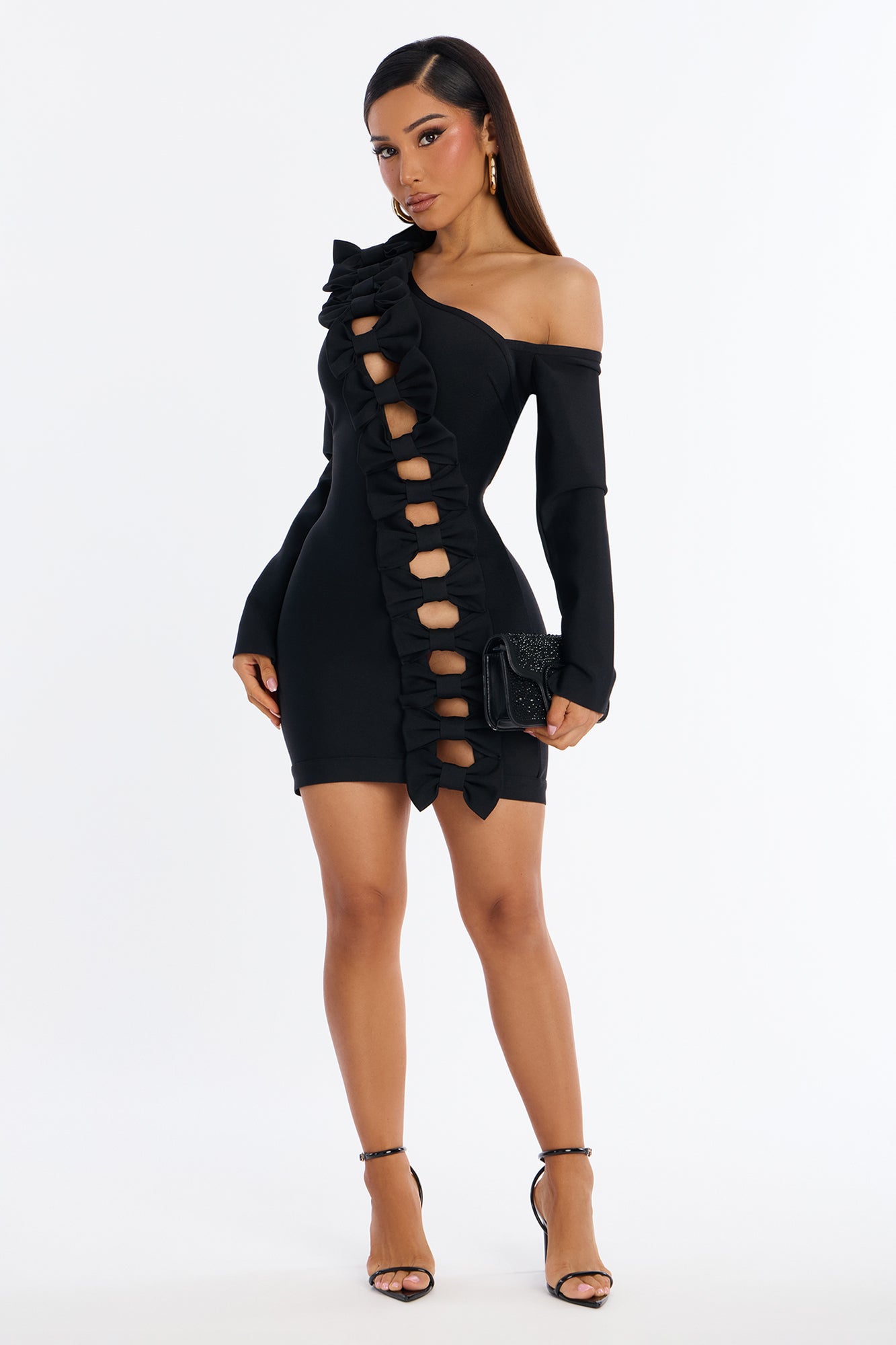 Bonnie Bow Bandage Mini Dress - Black