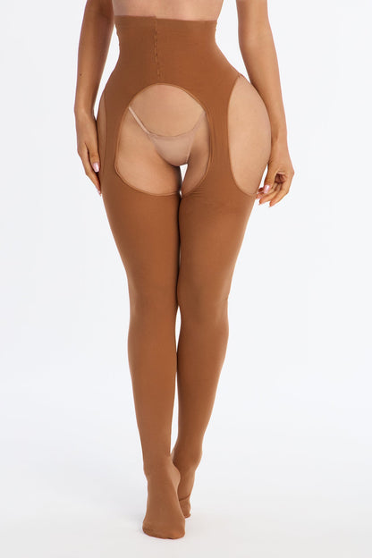 Amber High Waist Crotchless Tight - Honey
