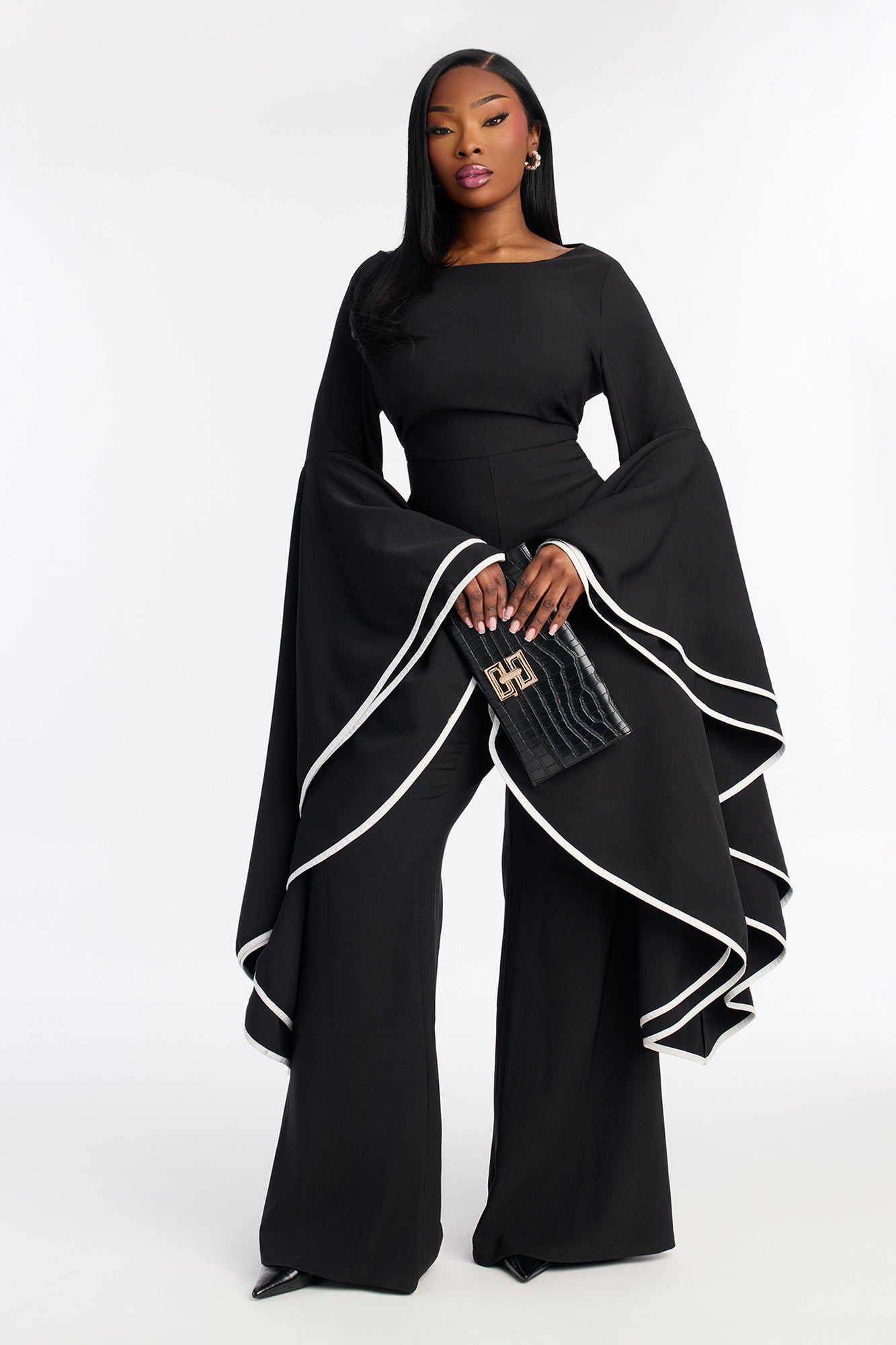 Tango Time Ruffle Flare Leg Jumpsuit - Black