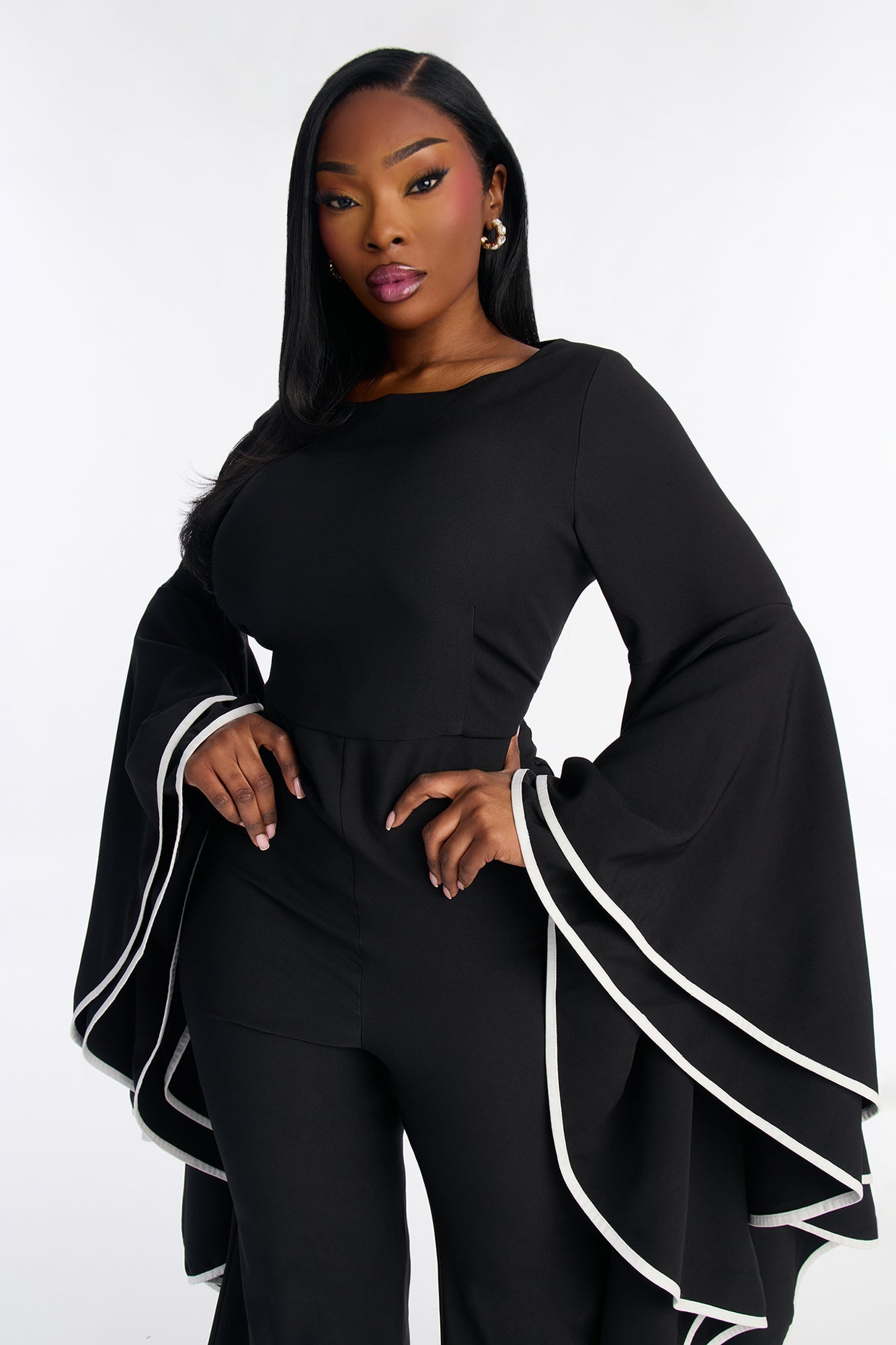 Tango Time Ruffle Flare Leg Jumpsuit - Black