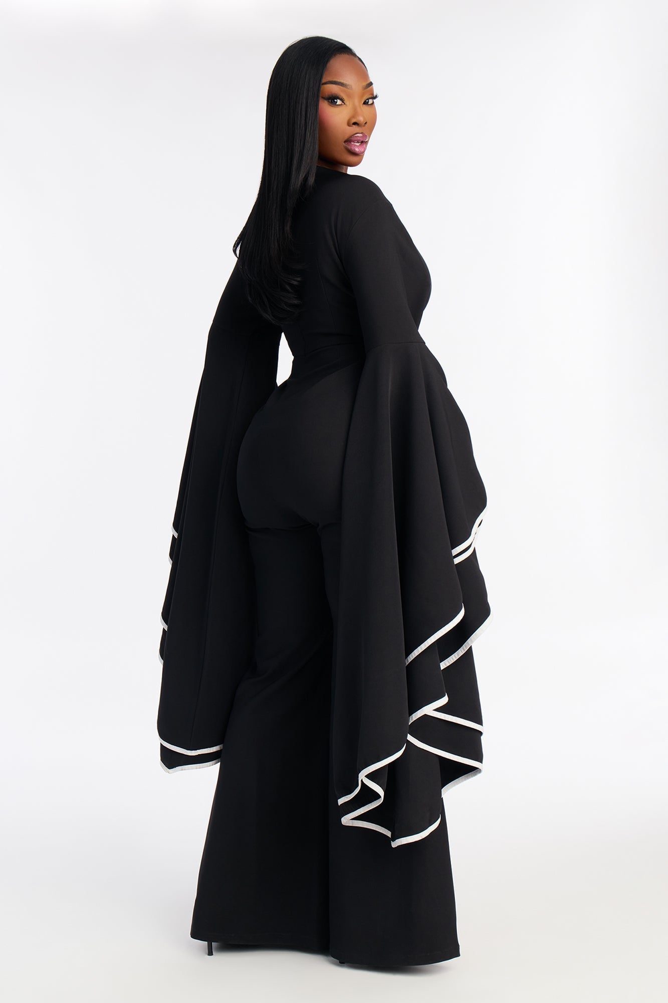 Tango Time Ruffle Flare Leg Jumpsuit - Black