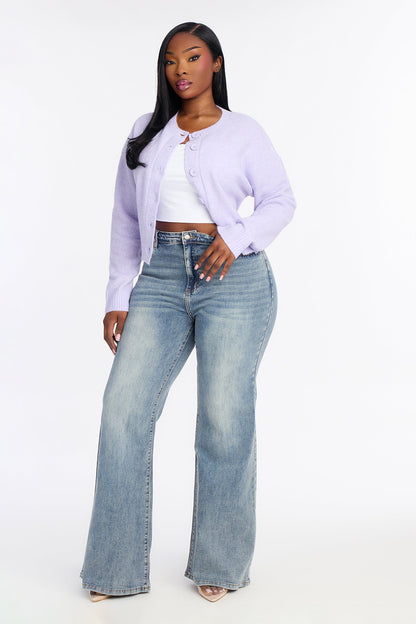Keep Guessing Stretch Flare Jeans - Medium Wash