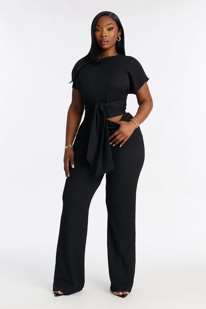 Clementine Textured Pant Set - Black