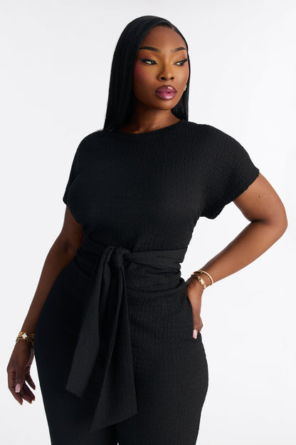 Clementine Textured Pant Set - Black