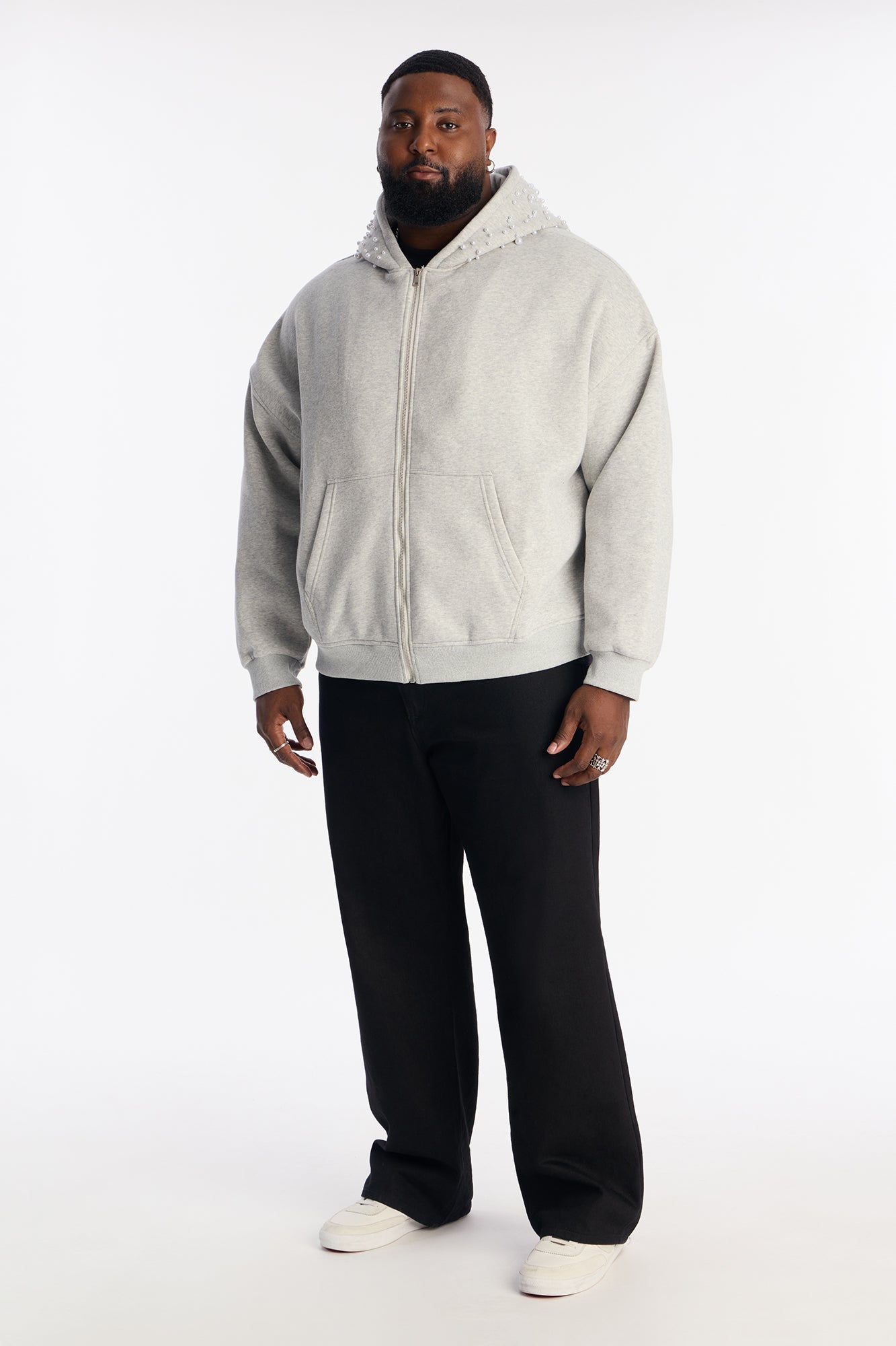 Pearl Oversized Zip Hoodie - Heather Grey