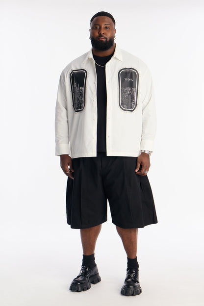 Skyline Views Button Up Shirt - White