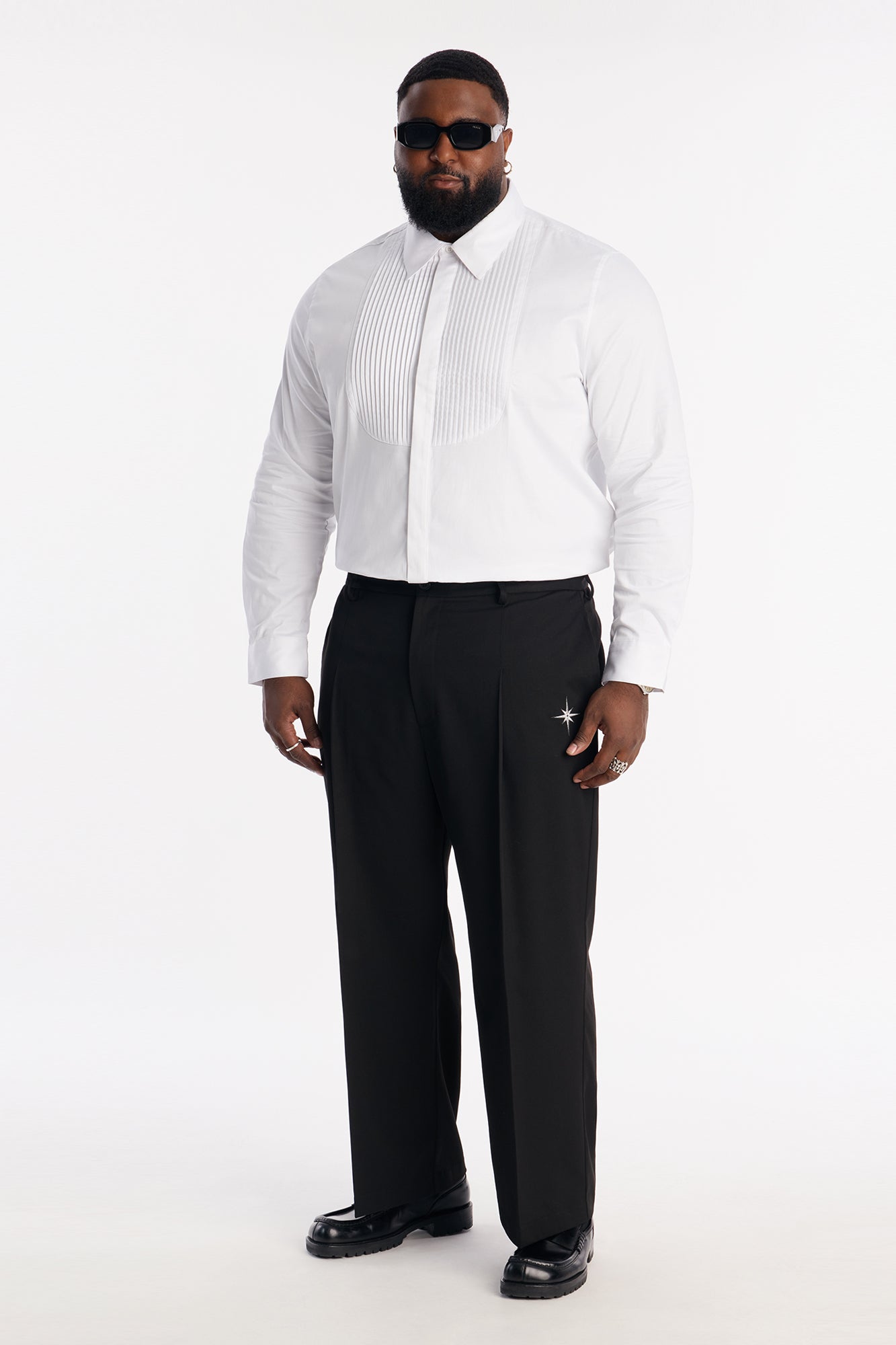 Slim Lumina Freedom Tuxedo Shirt - White