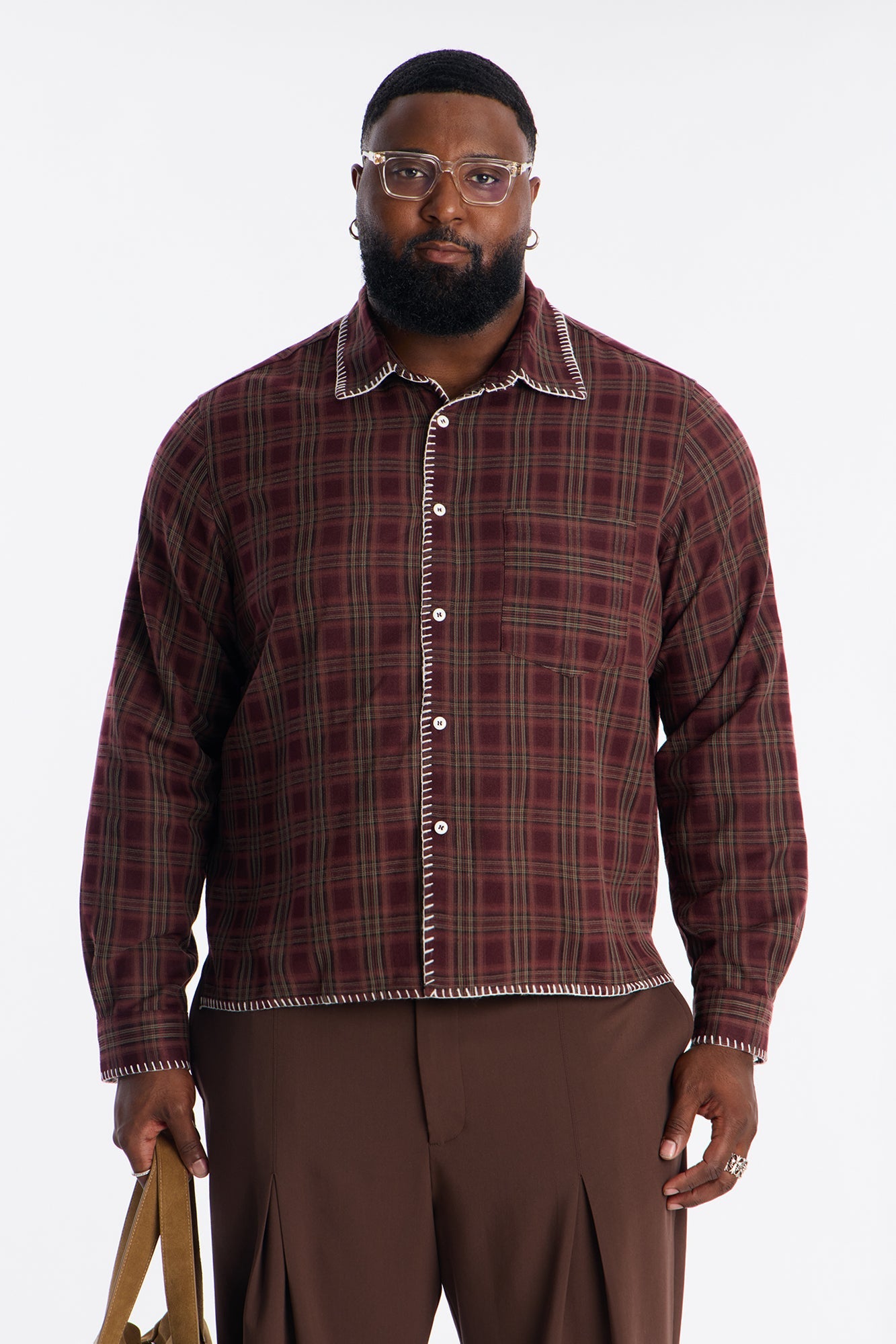 Sand Canyon Stitch Flannel - Burgundy/combo