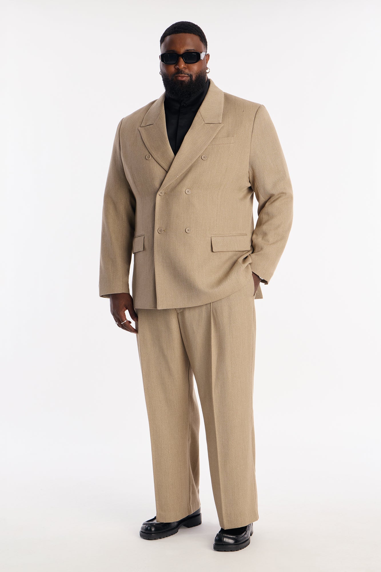 Relaxed Double Breasted Galaxy Blazer - Taupe