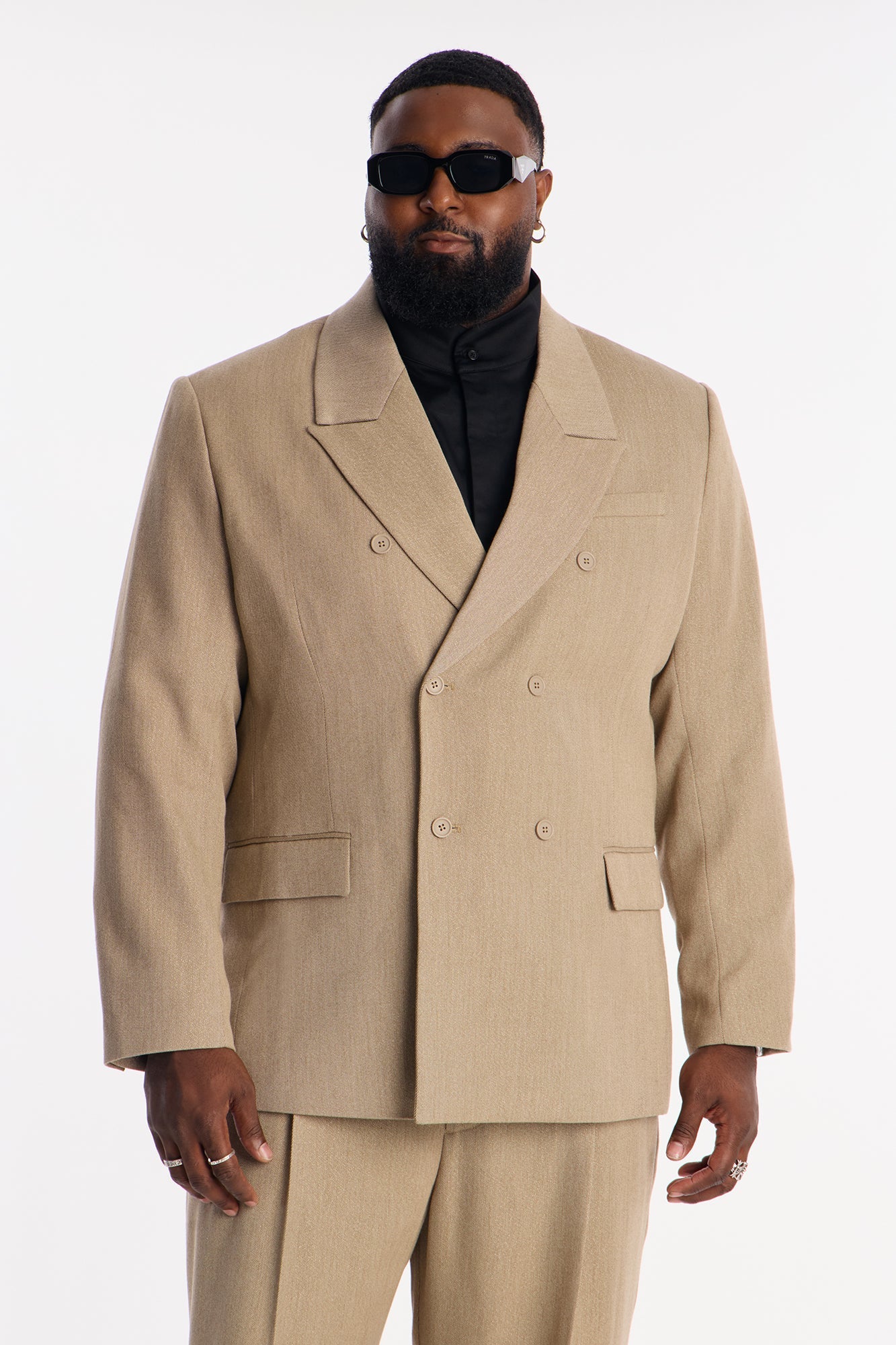 Relaxed Double Breasted Galaxy Blazer - Taupe