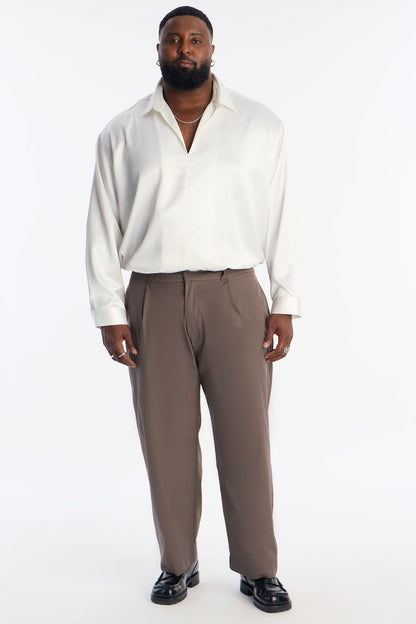 Relaxed Straight Heirloom Pleated Trouser - Grey