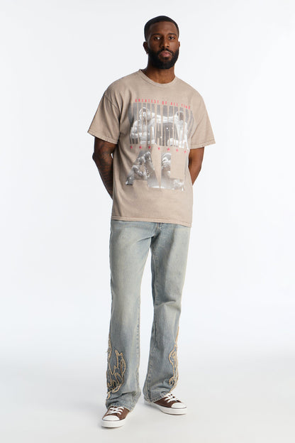 Oversized Muhammad Ali GOAT Short Sleeve Tee - Taupe