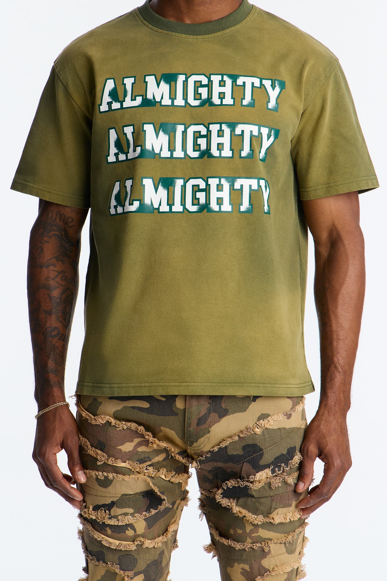 Wealthy Almighty Club Graphic Tee - Olive