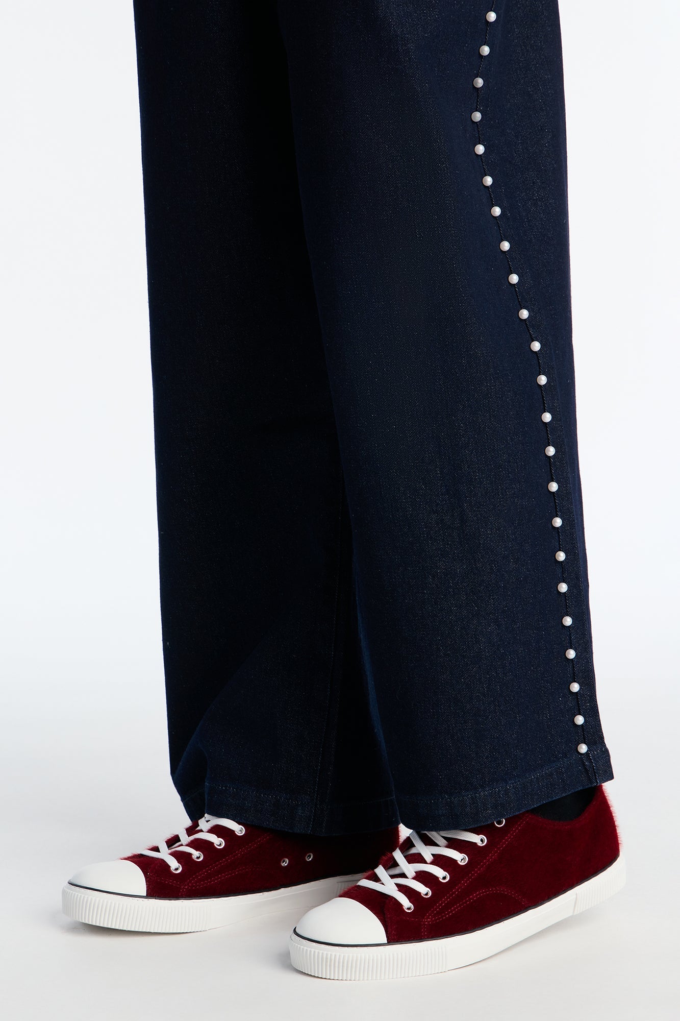 Faux Pony Hair Low Top Lace Up Sneaker - Burgundy/combo