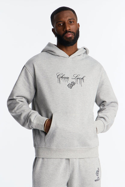 Chase Luck Embroidered Hoodie - Heather Grey