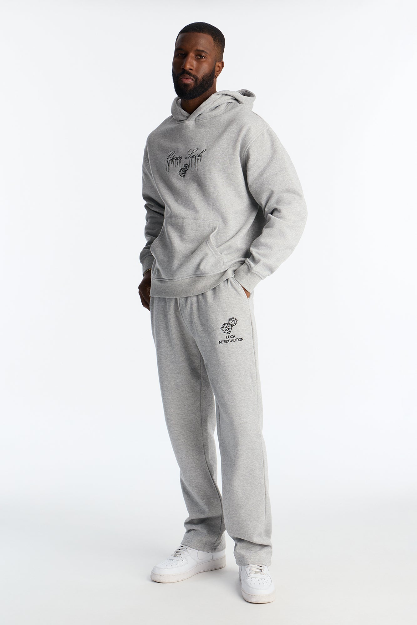 Chase Luck Embroidered Sweatpants - Heather Grey