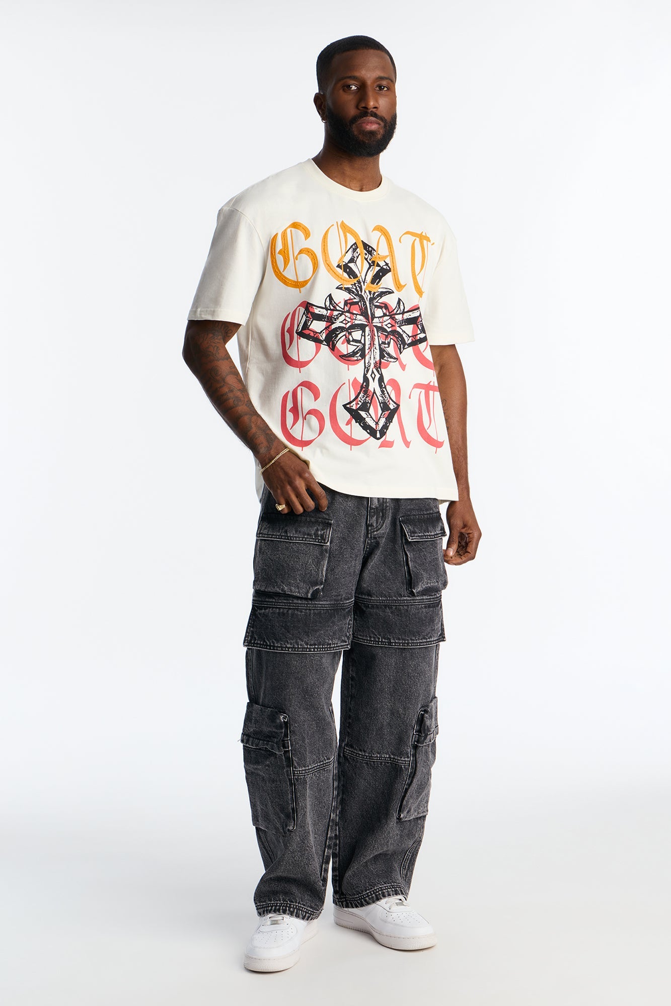 Baggy Pass It Over Cargo Jean - Black Wash