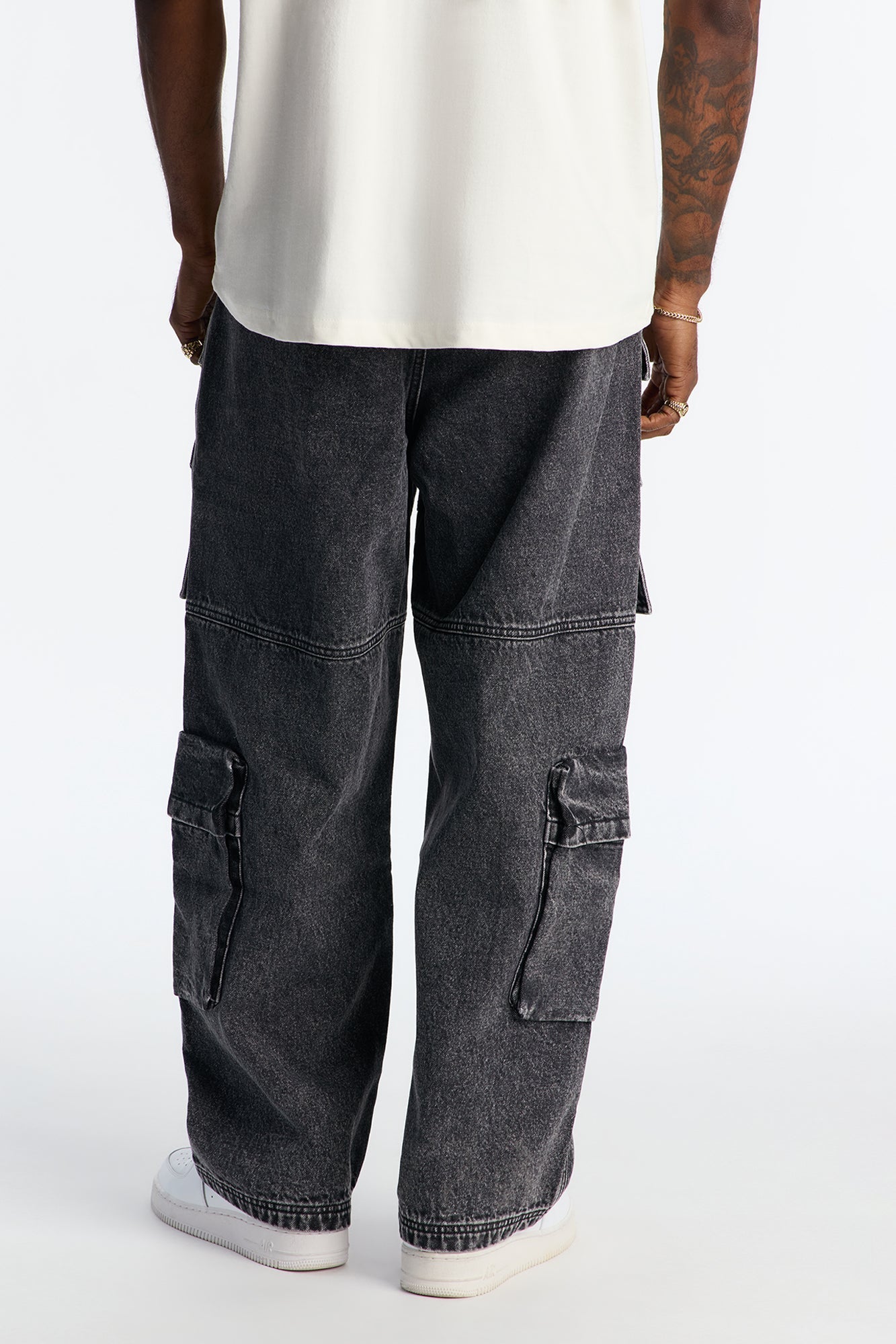 Baggy Pass It Over Cargo Jean - Black Wash