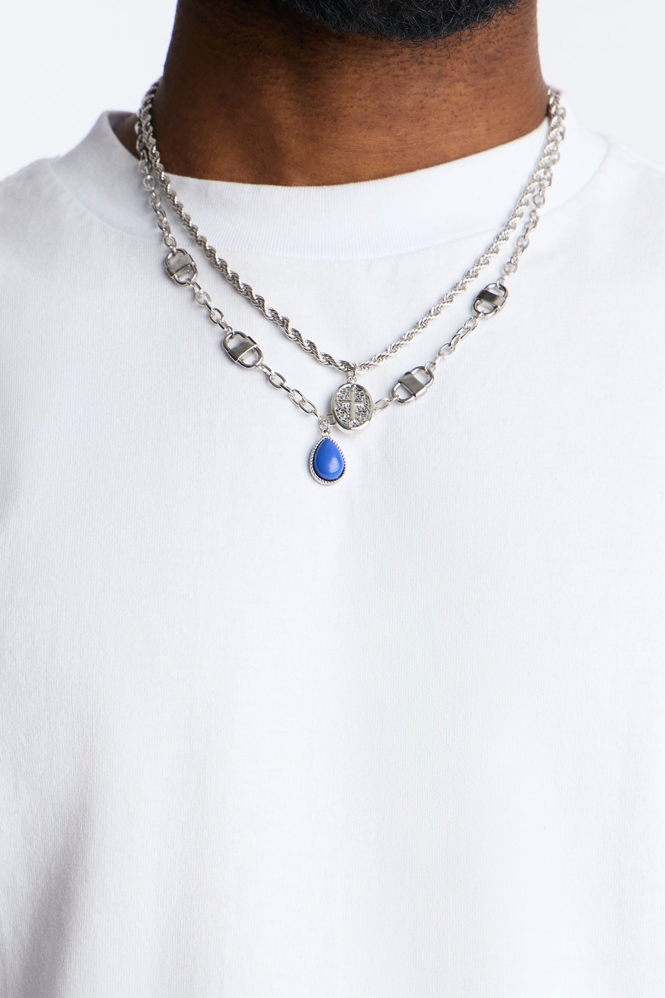 Praised Pendant Necklace Set - Silver