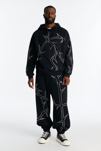 Thorn Rhinestone Joggers - Black