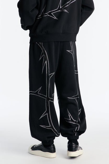 Thorn Rhinestone Joggers - Black