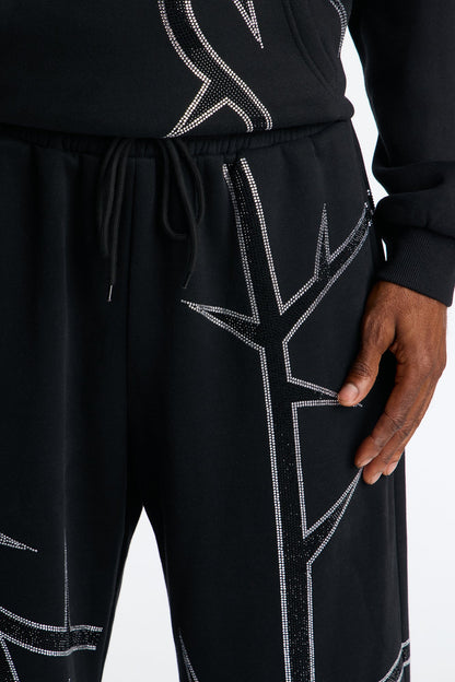 Thorn Rhinestone Joggers - Black