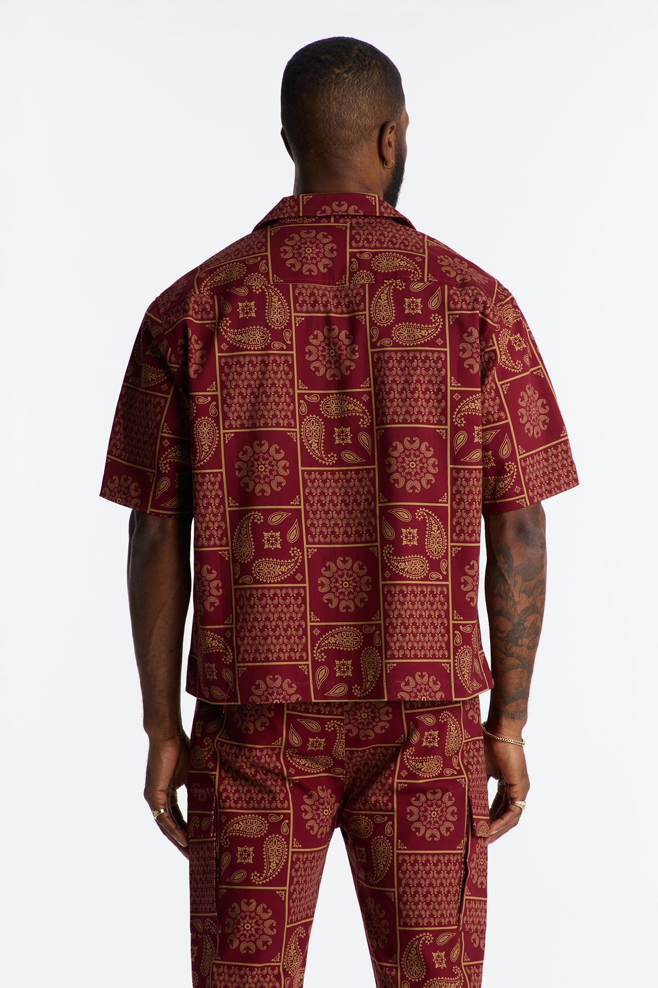 Clinton Hill Mosaic Button Up Shirt - Burgundy