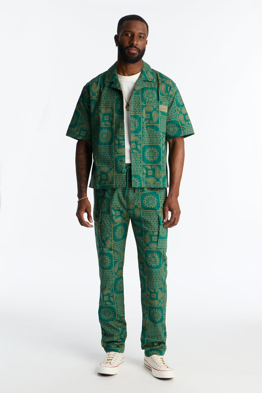 Slim Clinton Hill Mosaic Twill Cargo Pant - Green