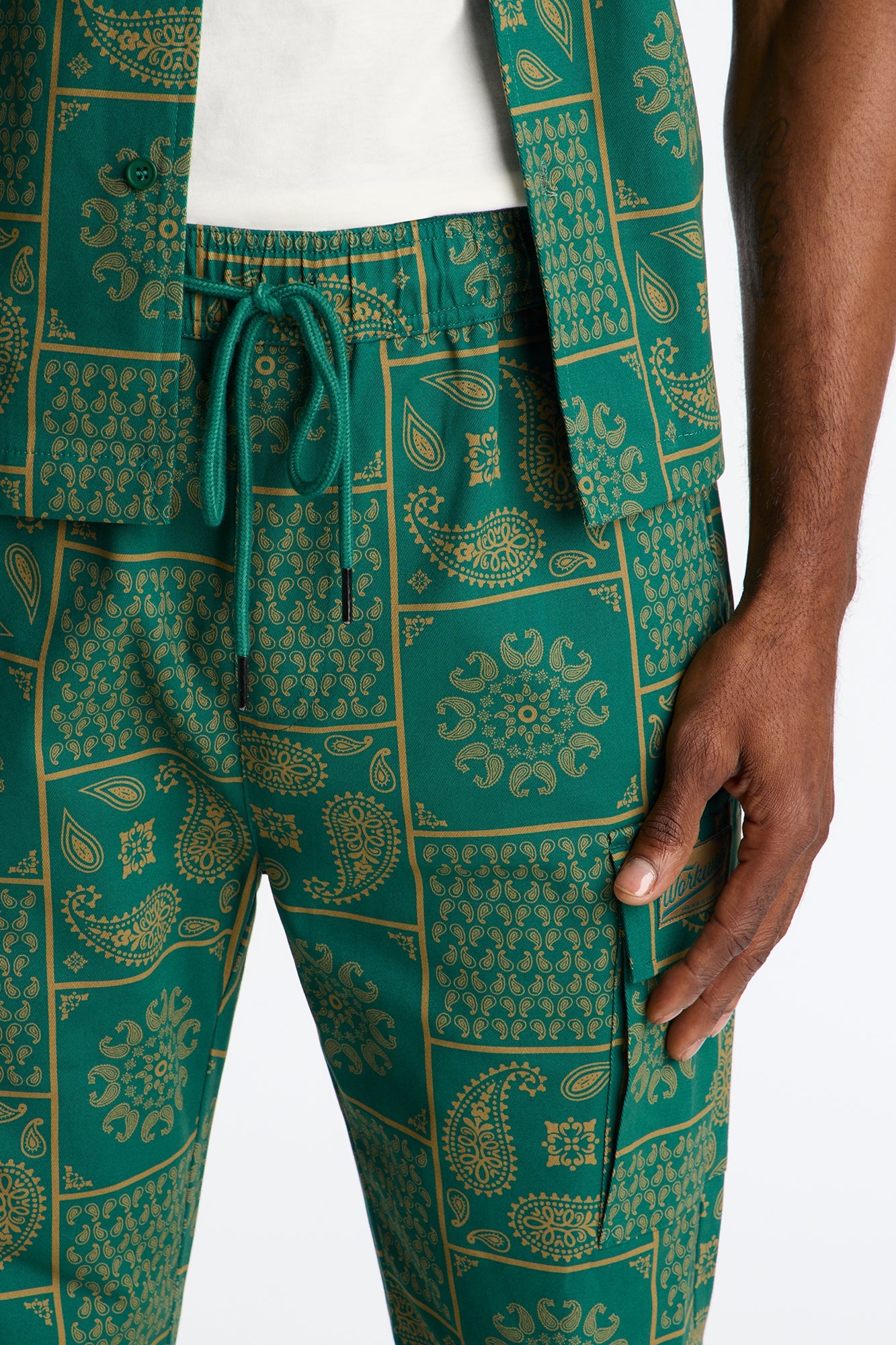 Slim Clinton Hill Mosaic Twill Cargo Pant - Green