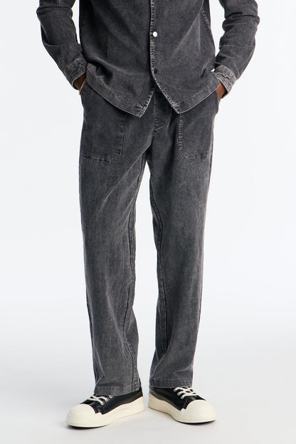 Straight Chi Town Corduroy Pant - Acid Wash Black