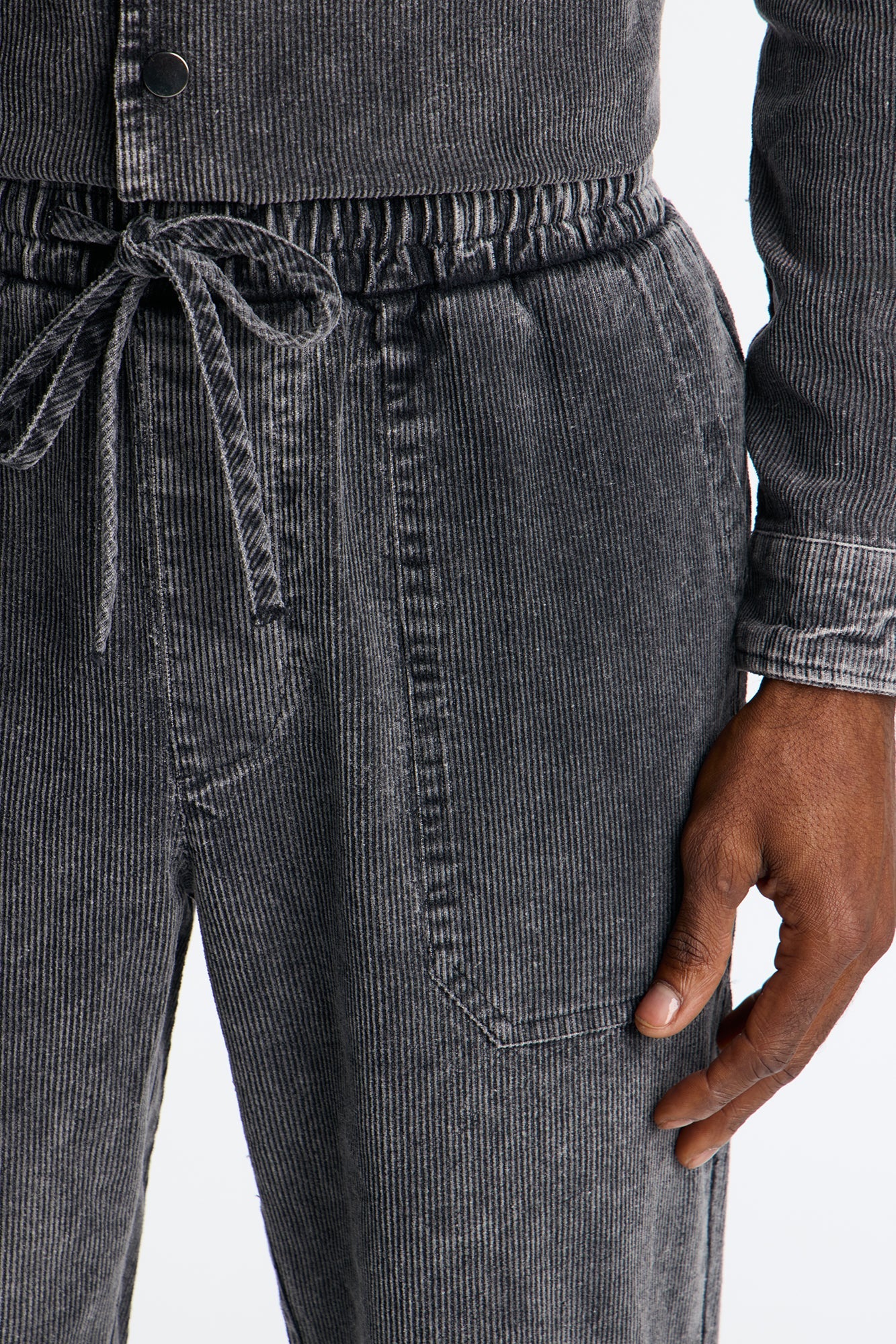 Straight Chi Town Corduroy Pant - Acid Wash Black