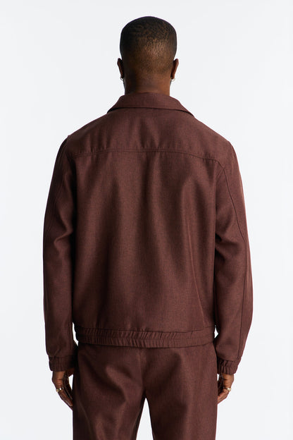 Relaxed Zip Tone Jacket - Brown