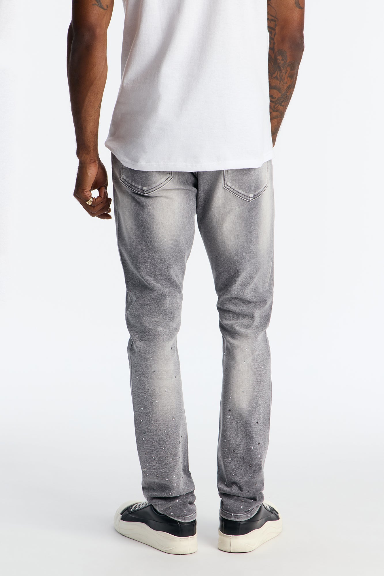 Stacked Skinny Froster Drip Jean - Grey