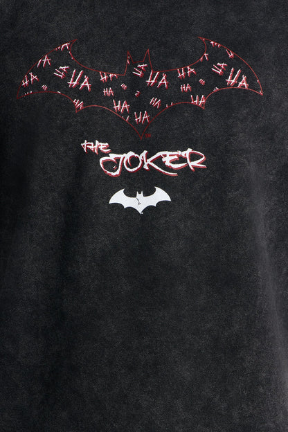 Oversized Joker Anarchy Short Sleeve Fleece Tee - Black Wash